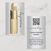 Professionele make-up Lipstick QR-code Silver Visitekaartje (Voorkant / Achterkant)