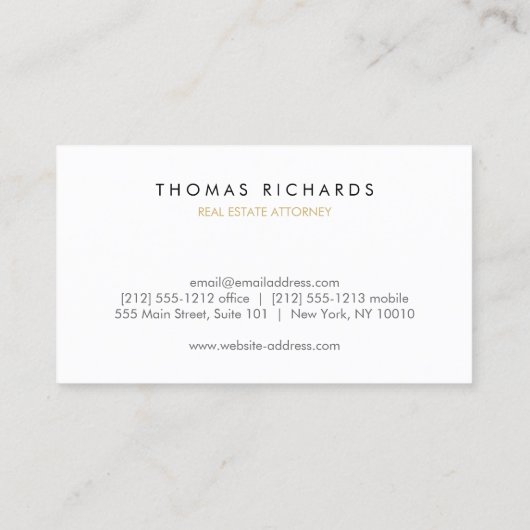 Professionele makelaar advocaat bedrijf C Visitekaartje (Achterkant)
