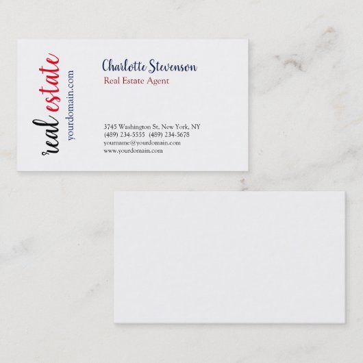 Professionele makelaar handgeschreven visitekaartje (Voorkant / Achterkant)