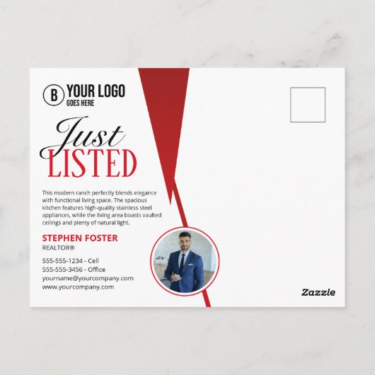 Professionele makelaar in onroerend goed die net i briefkaart (Achterkant)