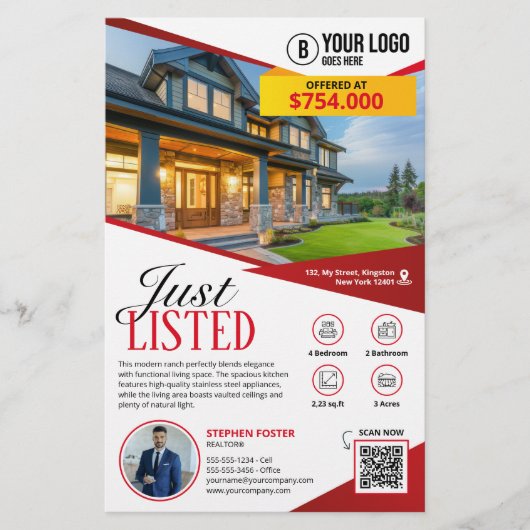 Professionele makelaar in onroerend goed die net i flyer (Voorkant)