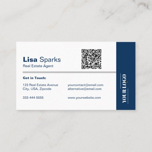 Professionele makelaar Logo Foto QR Code Visitekaartje (Achterkant)