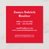 Professionele makelaar makelaar makelaar vet vierkante visitekaartje (Achterkant)