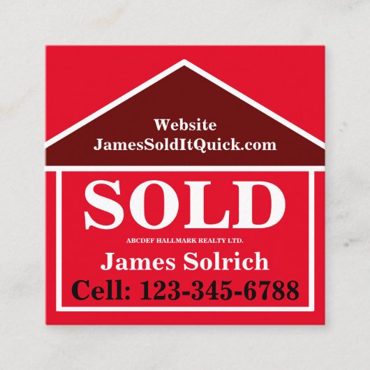 Professionele makelaar makelaar makelaar vet vierkante visitekaartje (Voorkant)