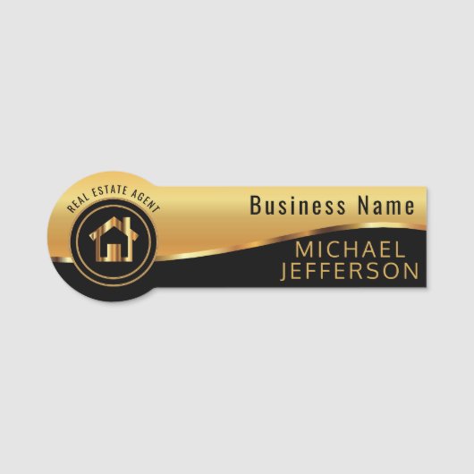 Professionele makelaar - Zwart & Goud Naamplaatje (Voorkant)