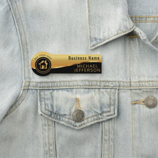 Professionele makelaar - Zwart & Goud Naamplaatje (In situ)