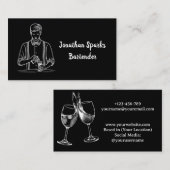 Professionele Mannelijke Bartender Zwart en Wit Visitekaartje (Voorkant / Achterkant)