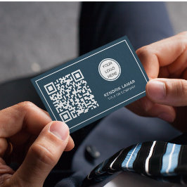 Professionele Marine Blauw Bedrijf Logo QR Code Visitekaartje