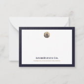 Professionele Marine Blauw Goud Logo Notitiekaartje (Voorkant)
