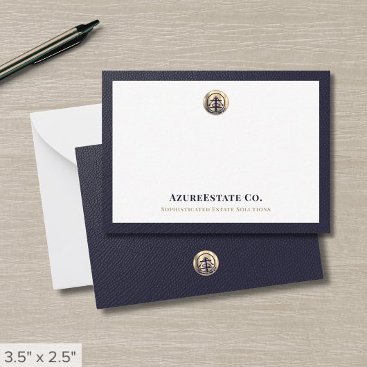 Professionele Marine Blauw Goud Logo Notitiekaartje