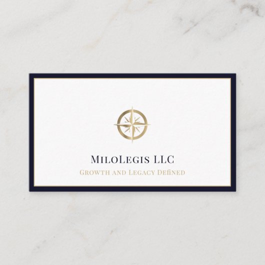 Professionele Marine Blauw Goud Logo Visitekaartje (Voorkant)