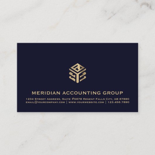 Professionele Marine Blauw Goud Logo Visitekaartje (Voorkant)