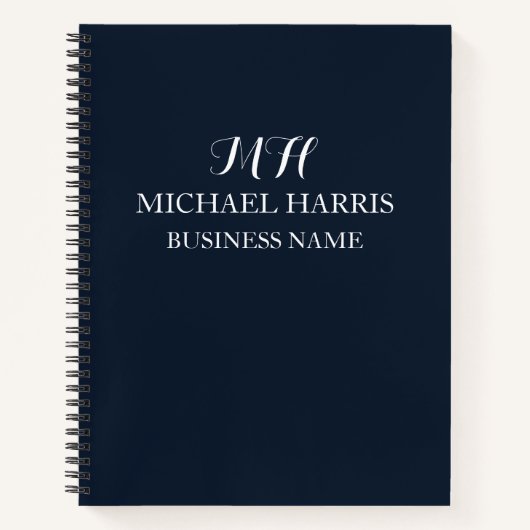 Professionele Marine Blauw Monogram Initiaal Busin Notitieboek (Voorkant)