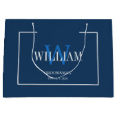 Professionele Marine Blauw Wit Groomsmen Minimalis Groot Cadeauzakje (Voorkant)