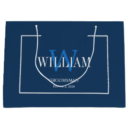 Professionele Marine Blauw Wit Groomsmen Minimalis Groot Cadeauzakje