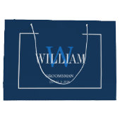 Professionele Marine Blauw Wit Groomsmen Minimalis Groot Cadeauzakje (Achterkant)