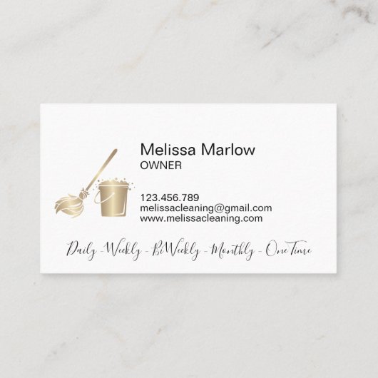 Professionele marine gouden huis schoonmaak meid visitekaartje (Achterkant)