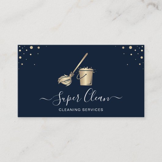 Professionele marine gouden huis schoonmaak meid visitekaartje (Voorkant)