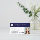 Professionele marineblauw Monogram Foto Business C Visitekaartje (Staand voorkant)