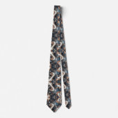 Professionele marineblauw, wit en koper marmer stropdas (Voorkant)