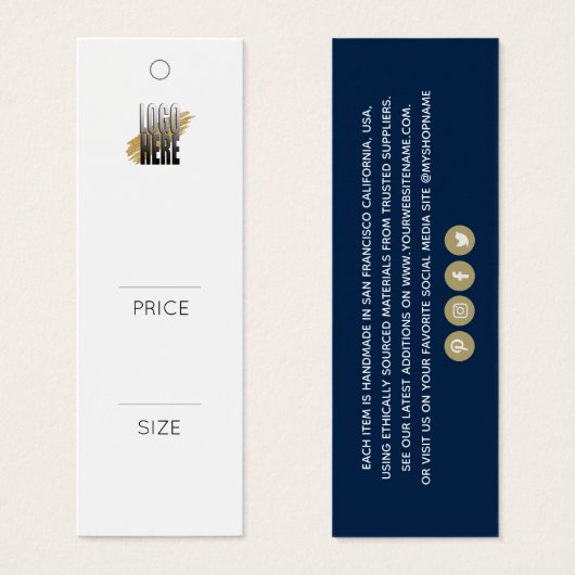 Professionele marineblauwe kleding Logo Prijs labe Mini Visitekaartjes (Voorkant /achterkant)