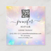 Professionele markering Lash QR Code Holographic R Vierkante Visitekaartje (Achterkant)