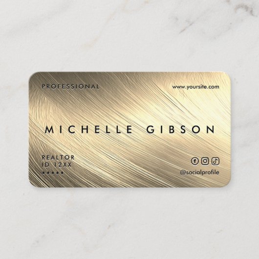 Professionele marketing Faux Gold Metallic Modern Visitekaartje (Voorkant)