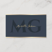 Professionele marketing houtskool monogram blauw visitekaartje (Voorkant)