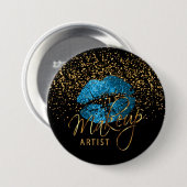 Professionele marktartiest - Turquoise Blue Lips Ronde Button 7,6 Cm (Voorkant /achterkant)