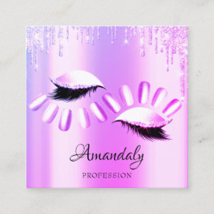 Professionele marktopening Nail Manicure Lash Pink Vierkante Visitekaartje