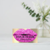 Professionele marktspeler roze glitter lips Gold Visitekaartje (Staand voorkant)
