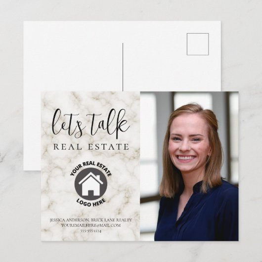 Professionele marmer Info Foto Real Estate Briefkaart (Voorkant / Achterkant)