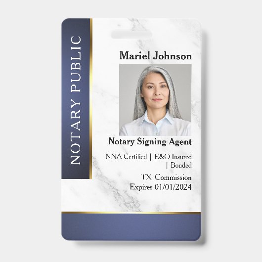 Professionele marmeren blauw gouden notaris openba badge (Voorzijde)
