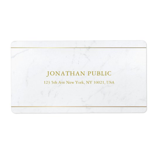 Professionele Marmeren Gouden Tekst Eenvoudig Ontw Etiket (Voorkant)