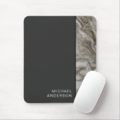 Professionele Marmeren Rand op Flat Black met Naam Muismat (Met muis)