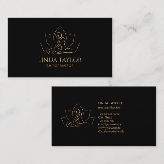 Professionele massagetherapie Lotus CHIROPRACTOR Visitekaartje (Voorkant / Achterkant)