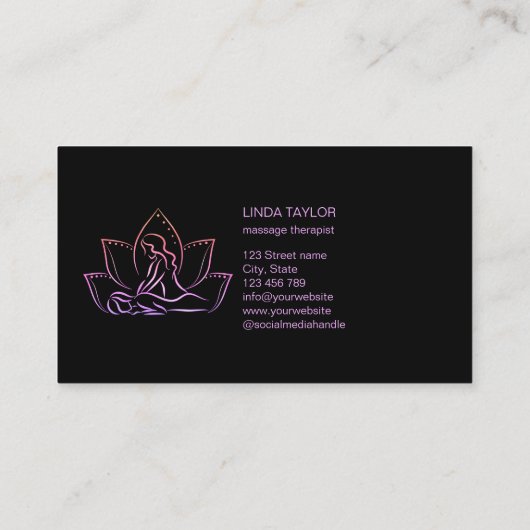 Professionele massagetherapie Lotus CHIROPRACTOR Visitekaartje (Achterkant)