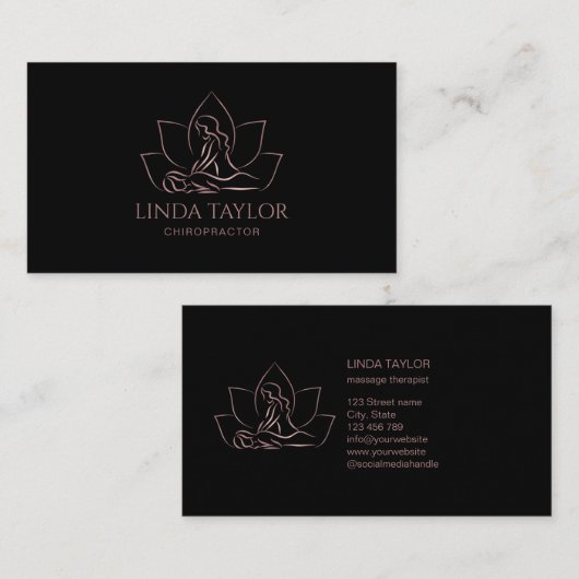 Professionele massagetherapie Lotus CHIROPRACTOR Visitekaartje (Voorkant / Achterkant)