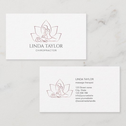 Professionele massagetherapie Lotus CHIROPRACTOR Visitekaartje (Voorkant / Achterkant)