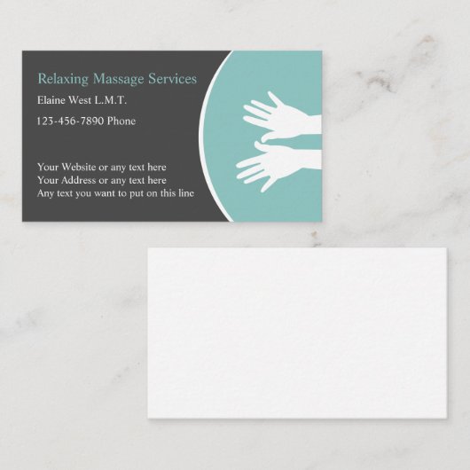 Professionele massagetherapie visitekaartje (Voorkant / Achterkant)