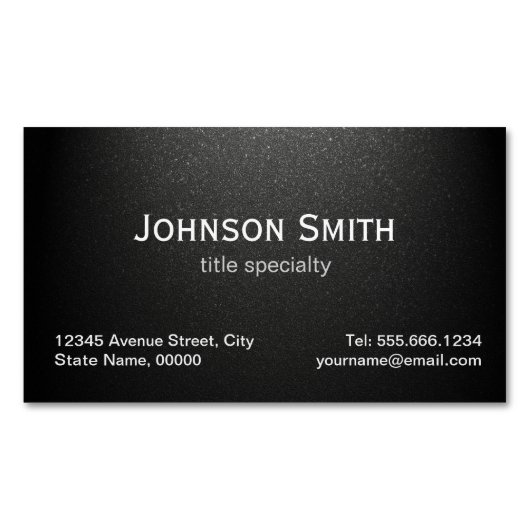 Professionele matte zwart — Eenvoudig stijlvol Magnetisch Visitekaartje (Voorkant)