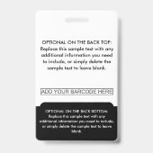 Professionele Medewerker Logo Photo Barcode Zwart Badge (Achterkant)