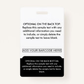 Professionele Medewerker Logo Photo Barcode Zwart Badge (Achterkant)