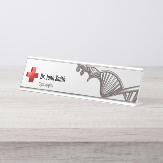 Professionele medische 3D-symbolen KruisDNA Bureau Naambordje (Voorkant)