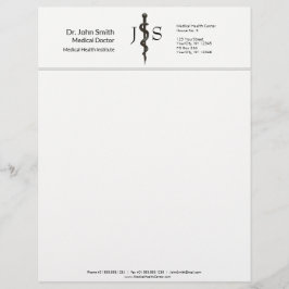 Professionele medische Asclepius Black Simple Whit Briefhoofd