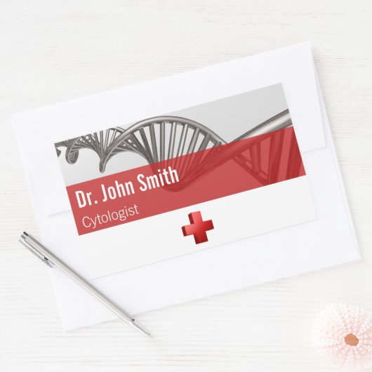 Professionele medische wetenschap DNA Strand Cross Rechthoekige Sticker (Envelop)