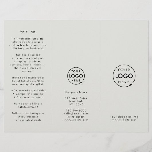 Professionele Merk Grijs Trifold Brochure (Voorkant)