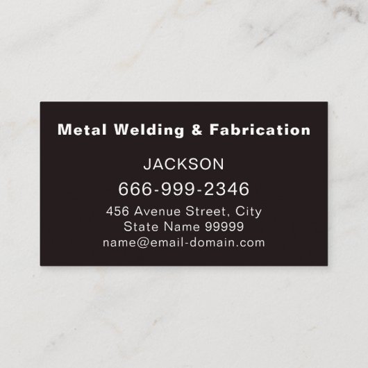 Professionele metaallaswerving visitekaartje (Achterkant)