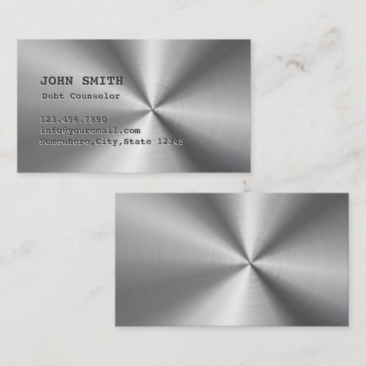 Professionele metaalschroestvrijstalen schuldenraa visitekaartje (Voorkant / Achterkant)