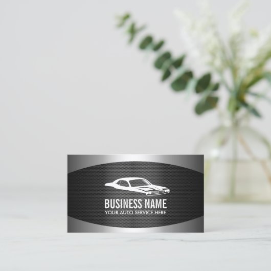 Professionele metalen achtergrond auto visitekaartje (Staand voorkant)